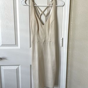 Charlotte Russe, size XS, cream bodycon dress, never worn, back detailing